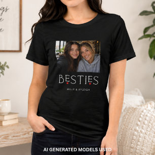 Camiseta Melhores Amigos Melhor Amiga Coração Tipografia Pr