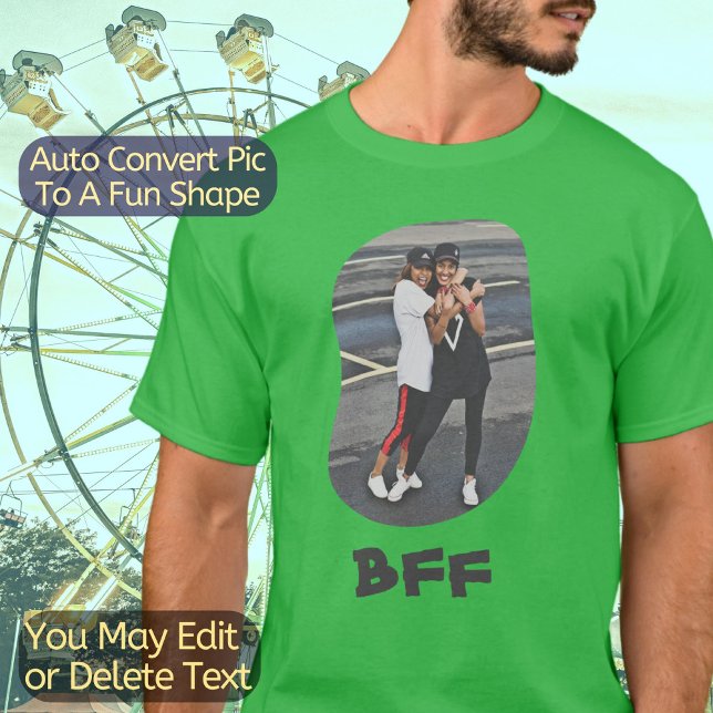 Camiseta Melhores Amigos para BFF Besties carregam sua foto (Upload your photo and it will be automatically transformed to a fun Curve Shape.)