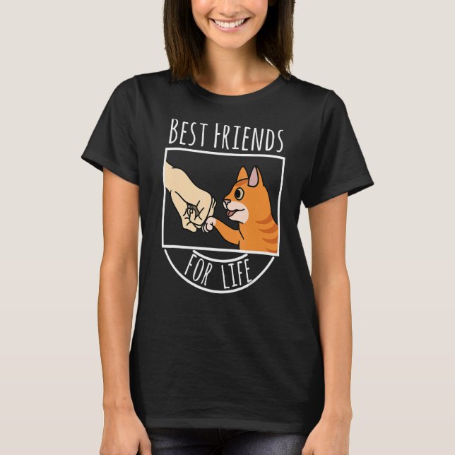 Camiseta Melhores Amigos Para O Ginger Cat Pet De Vida (Frente)