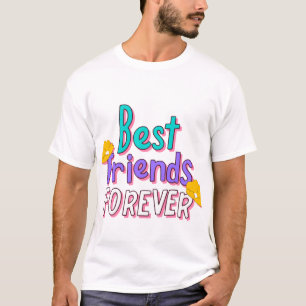 Camiseta Melhores Amigos Para Sempre Tipografia Floral Fofa
