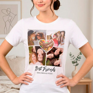 Camiseta Melhores Amigos Únicos Colagem de Fotos Personaliz
