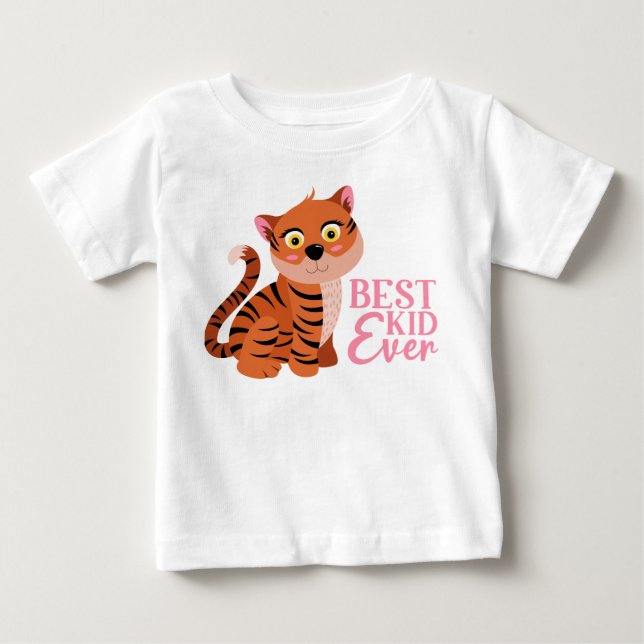 CAMISETA MELHORES CRIANÇAS JÁ CORTADAS TIGER DE ROSA (Frente)