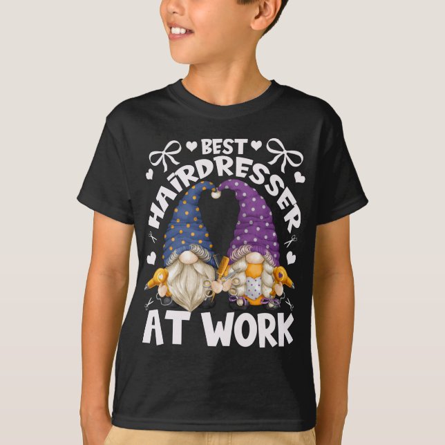 Camiseta Melhores Gnomos De Cabeleireiro Para A Mãe Com Bar (Frente)
