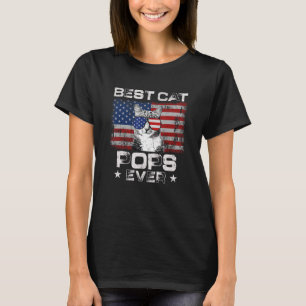 Camiseta Melhores Pop De Gato De Bandeira Americana Patriót