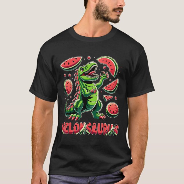 Camiseta Melonsaurus Watermelon Dinosaur Summer Tropical Va (Frente)