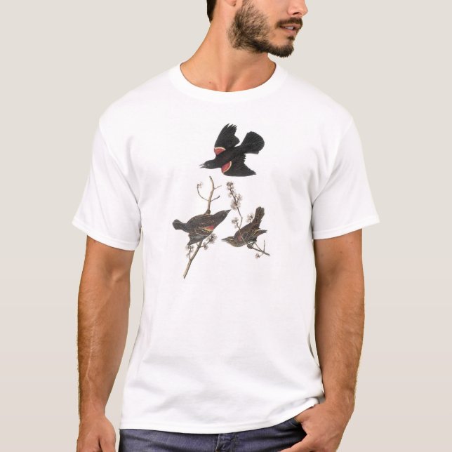 Camiseta melro Vermelho-voado por Audubon (Frente)