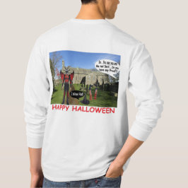 Camiseta mém lágrima de manga longa. feliz halloween. cabra