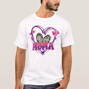 Camiseta Mema Abencoado Dia das Mães Coração de Leopardo Pr