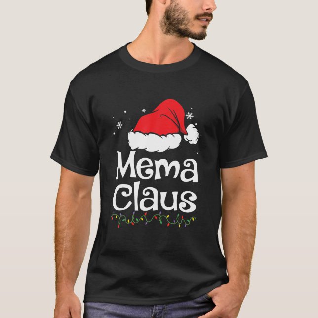 Camiseta Mema Claus Natal Família Pajama Correspondente Xma (Frente)