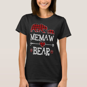 Camiseta Memaw Bear Christmas Pajama Red Xadrez Buffalo Fam