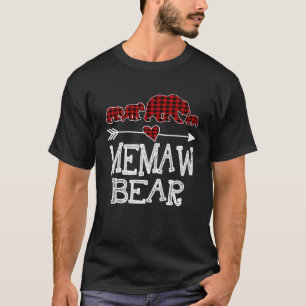 Camiseta Memaw Bear Três Cubs Xadrez Vermelha Paj