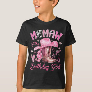 Camiseta Memaw da menina aniversariante vaqueira cor-de-ros