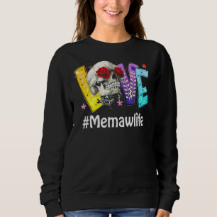 Camiseta Memaw Life Love Grandma Skull Rosa Dia de as mães