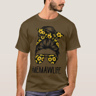 Camiseta Memaw Life Messaging Hair Bun Sunflower Mulheres M