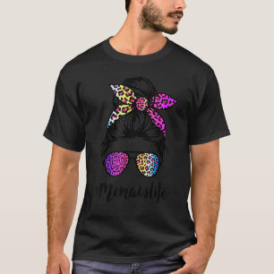 Camiseta Memaw Life with Rainbow Leopard Messy Bun Mads
