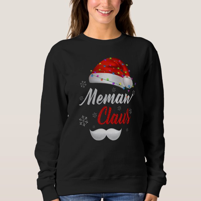 Camiseta Memaw Santa Claus Hat Light Snow Family Santa Chri (Frente)