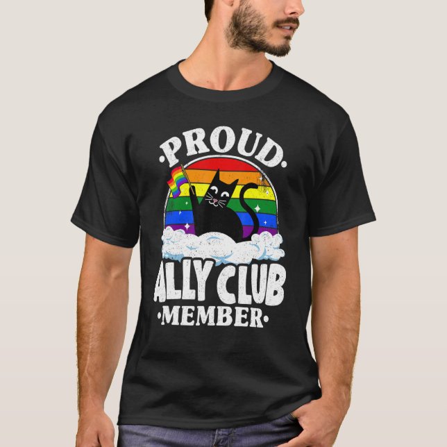 Camiseta Membro do Clube Orud Ally Cat Rainbow Orgulho gay  (Frente)
