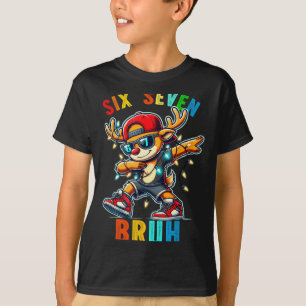 Camiseta Meme 6 7 Renas Dabbing Seis Sete Bruh Para Homens
