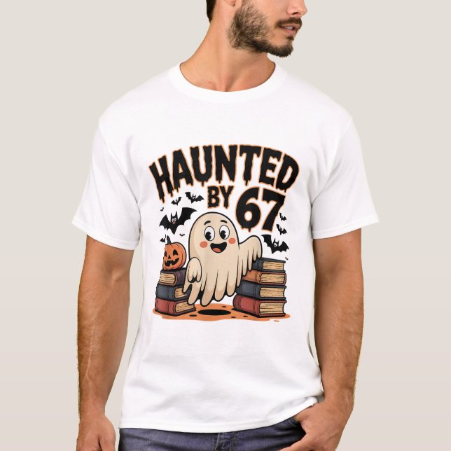 Camiseta Meme Assombrado 67 Seis Sete 6-7 Piada da Internet (Frente)