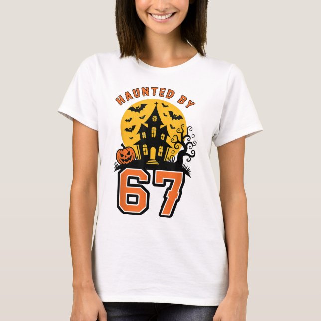 Camiseta Meme Assombrado 67 Seis Sete 6-7 Piada Divertida d (Frente)