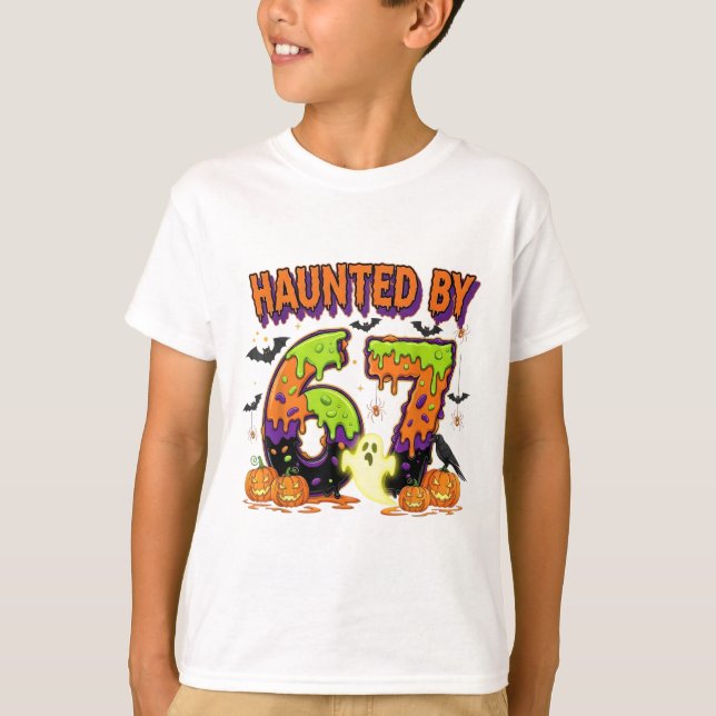 Camiseta Meme Assombrado 67 Seis Sete 6-7 Piada Engraçada d (Frente)