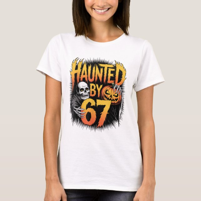 Camiseta Meme Assombrado 67 Seis Sete 6-7 Piada Engraçada d (Frente)