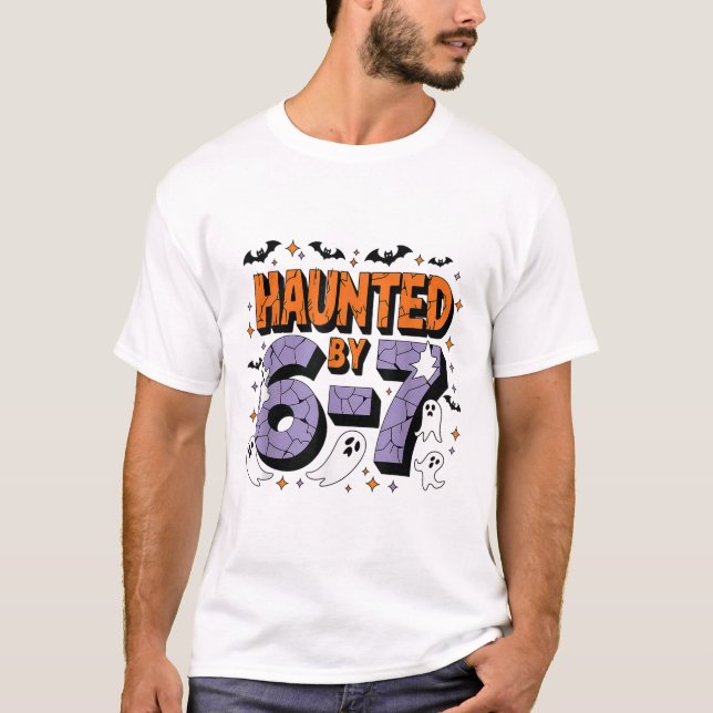 Camiseta Meme Assombrado 67 Seis Sete 6-7 Piada Engraçada d (Frente)