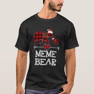 Camiseta Meme Bear Christmas Pajama Red Xadrez Buffalo Fami