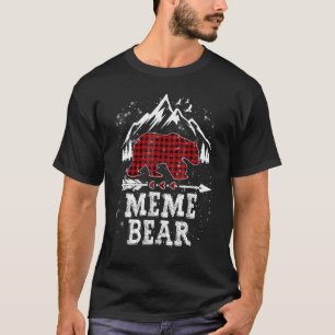 Camiseta Meme Bear Christmas Pajama Xadrez Família Buffalo