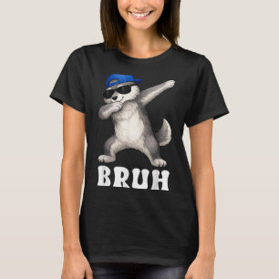 Camiseta Meme bruh lobo fazendo dab engraçado homens crianç