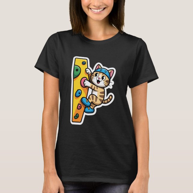 Camiseta Meme da Parede de Escalada do Gato (Frente)
