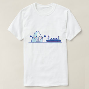 Camiseta Meme de Abraços Grátis com Iceberg e Navio Engraça