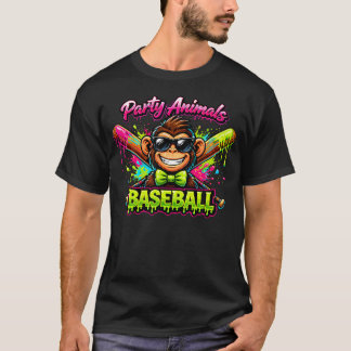 Camiseta Meme de Animais de Festa de Beisebol Engraçado