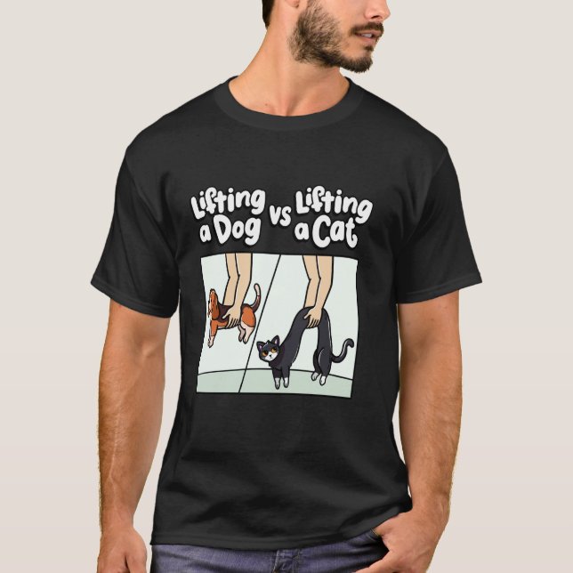 Camiseta Meme de Animal Fofo Levantando um Cachorro vs. Lev (Frente)
