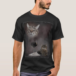 Camiseta Meme de Animal Gato de Vinho Vintage Engraçado Sar