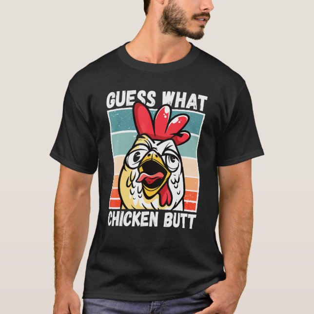 Camiseta Meme de Frango Adivinhe O Que Bunda de Frango (Frente)