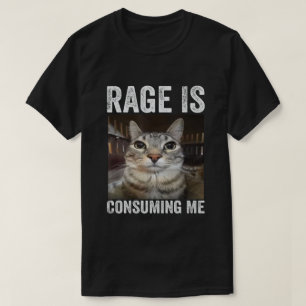 Camiseta Meme de Gato A Raiva Está Me Consumindo
