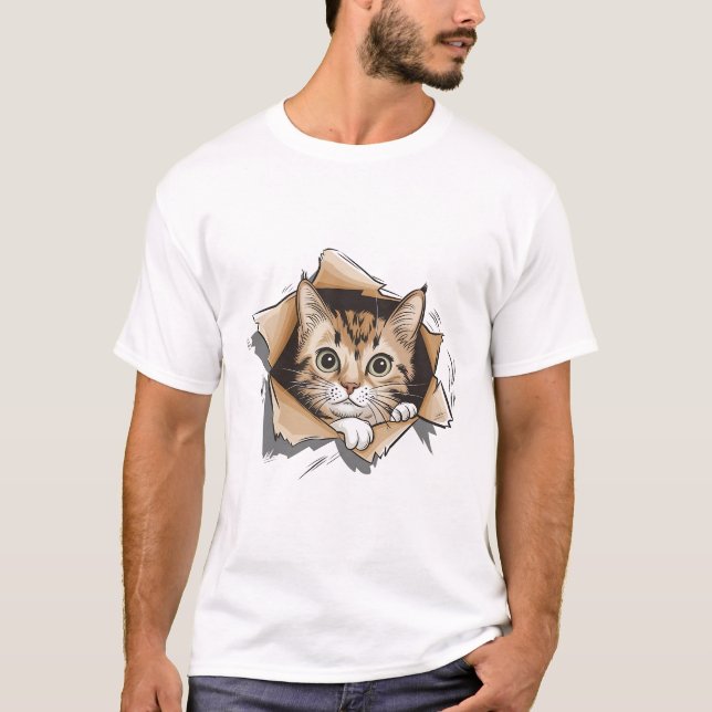 Camiseta Meme de Gato de Teto Engraçado (Frente)