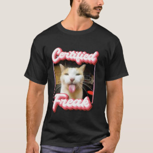Camiseta meme de gato engraçado - Certificado Louco Meme de