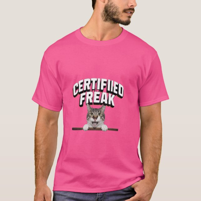 Camiseta meme de gato engraçado Certificado Louco Meme de G (Frente)