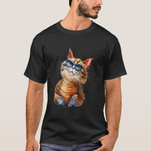Camiseta Meme de Gato Engraçado com Cartoon que Ama Loucura