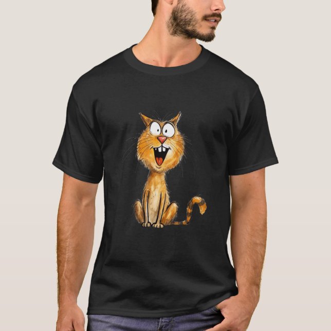 Camiseta Meme de Gato Engraçado com Desenho Animado que Ama (Frente)