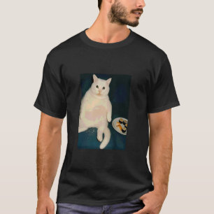 Camiseta Meme de Gato Engraçado Comendo Sushi