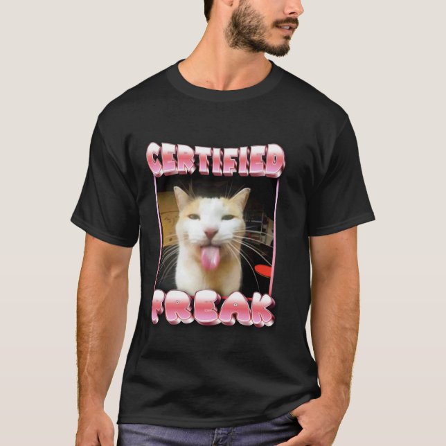 Camiseta meme de gato engraçado - Freak Certificado Meme de (Frente)
