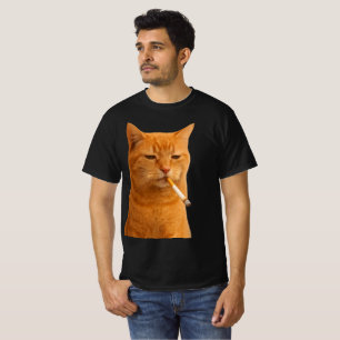 Camiseta Meme de Gato Fumando   Gato Engraçado Antigo com C