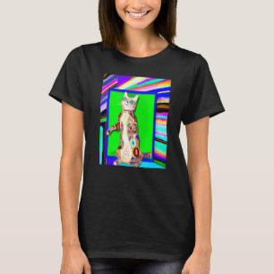 Camiseta meme de gato gatinho colorido
