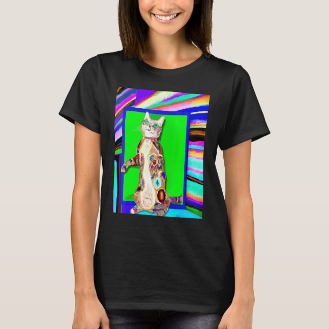 Camiseta Meme de gato gatinho de cores vivas (Frente)