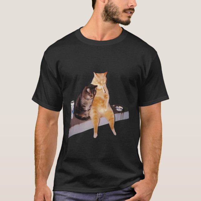 Camiseta Meme de Gato Gato Fumando Cigarro (Frente)