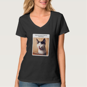 Camiseta Meme de Gato Quando Alguém Me Traz Anéis de Cebola