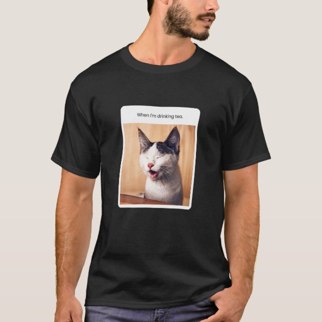 Camiseta Meme de Gato Quando Estou Bebendo Ea (Frente)